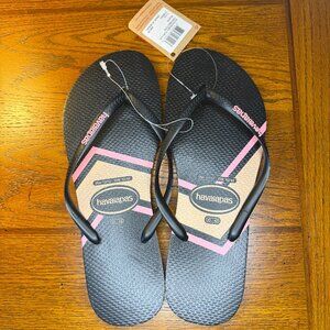 Havaianas | Womens Slip-On Flip Flops | Size 11/12 | Pink/Black | NWT